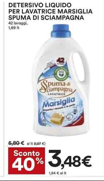 Coop DETERSIVO LIQUIDO PER LAVATRICE MARSIGLIA SPUMA DI SCIAMPAGNA 1,89 lt. offerta