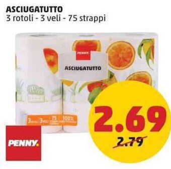 PENNY ASCIUGATUTTO 3 rotoli - 3 veli - 75 strappi offerta