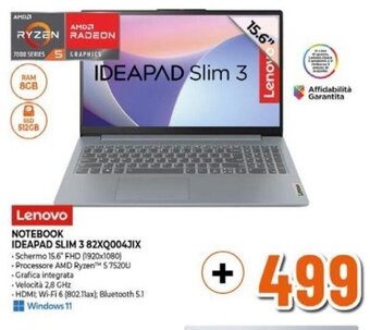 Expert Lenovo NOTEBOOK IDEAPAD SLIM 3 82XQ004JIX offerta