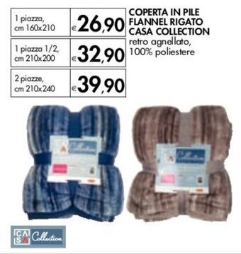 Bennet COPERTA IN PILE FLANNEL RIGATO CASA COLLECTION retro agnellato, 100% poliestere 1 piazza, cm 160x210 offerta