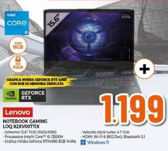Expert Lenovo NOTEBOOK GAMING LOQ 82XV007TIX offerta
