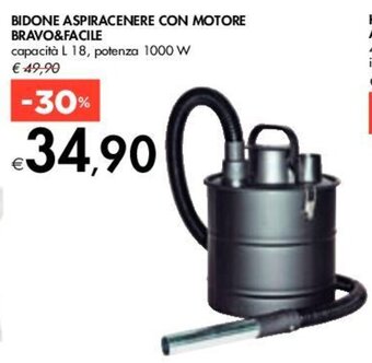 BIDONE ASPIRACENERE CON MOTORE BRAVO&FACILE capacità L 18, potenza 1000 W