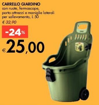 Bennet CARRELLO GIARDINO con ruote, fermascope, porta attrezzi e maniglie laterali per sollevamento, L 50 offerta