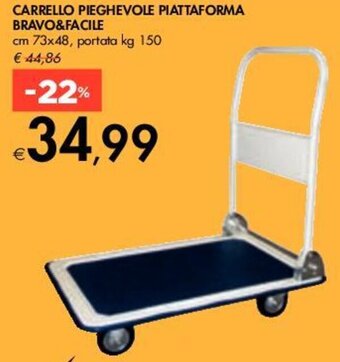 Bennet CARRELLO PIEGHEVOLE PIATTAFORMA BRAVO&FACILE cm 73x48, portata kg 150 offerta