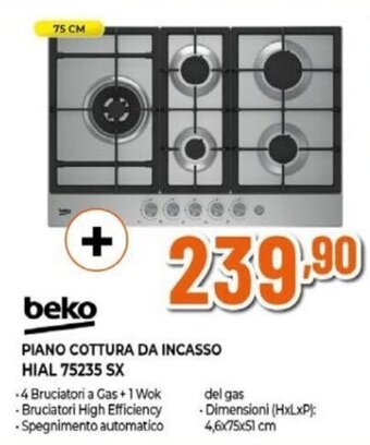 Expert beko PIANO COTTURA DA INCASSO HIAL 75235 SX offerta