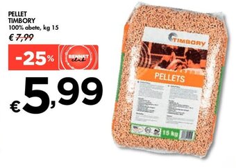 Bennet PELLET TIMBORY 100% abete, kg 15 offerta