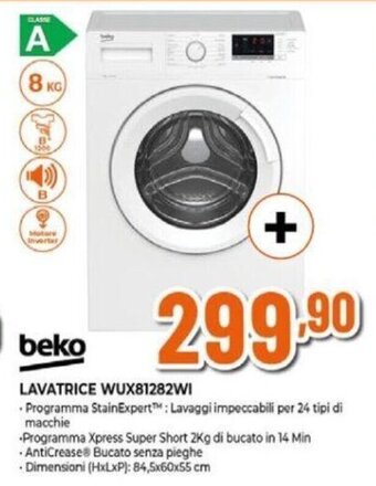 Expert beko LAVATRICE WUX81282WI offerta