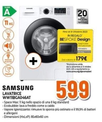 Expert SAMSUNG LAVATRICE WW11BGA046AT offerta