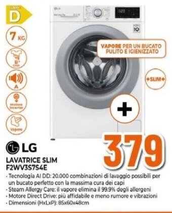 Expert LG LAVATRICE SLIM F2WV3S7S4E offerta
