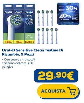 Euronics Oral-B Sensitive Clean Testine Di Ricambio, 9 Pezzi offerta