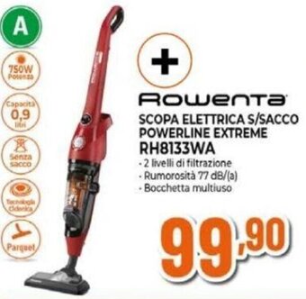 Expert Rowenta SCOPA ELETTRICA S/SACCO POWERLINE EXTREME RH8133WA offerta