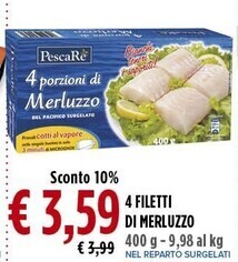 Todis Pescare 4 filetti di merluzzo offerta
