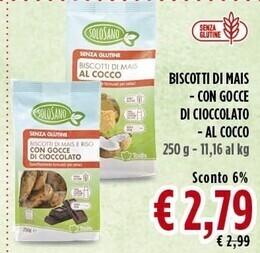 Todis Solosano biscotti di mais con gocce di cioccolato offerta