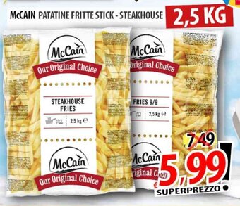 Il Genio Supermercato MCCAIN PATATINE FRITTE STICK - STEAKHOUSE 2,5 KG offerta
