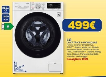Euronics LG LAVATRICE F4WV510SAE offerta