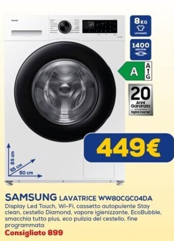 Euronics SAMSUNG LAVATRICE WW80CGC04DA offerta