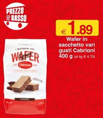 Wafer in sacchetto vari gusti Cabrioni 400 g