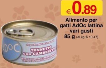 Alimento per gatti AdOc lattina vari gusti 85g