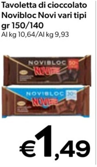 Tavoletta di cioccolato Novibloc Novi vari tipi gr 150/140