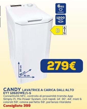 Euronics CANDY LAVATRICE A CARICA DALL'ALTO EYT 1262DWE/1-S offerta