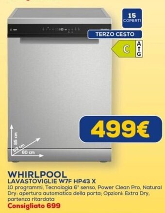 Euronics WHIRLPOOL LAVASTOVIGLIE W7F HP43 X offerta