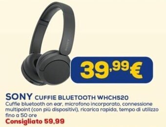 Euronics SONY CUFFIE BLUETOOTH WHCH520 offerta