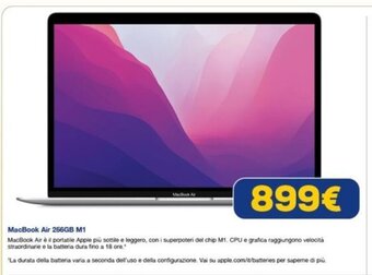 Euronics MacBook Air 256GB M1 offerta