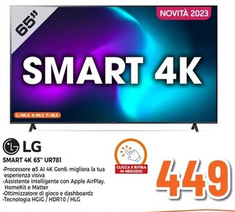 Expert LG SMART 4K 65" UR781 offerta