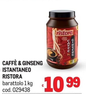 Metro CAFFÈ & GINSENG ISTANTANEO RISTORA barattolo 1 kg offerta