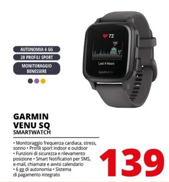 Comet GARMIN VENU SQ SMARTWATCH offerta