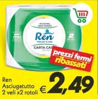 Iper Super Conveniente Ren Asciugatutto 2 veli x2 rotoli offerta