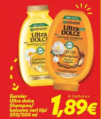 Iper Super Conveniente Garnier Ultra dolce Shampoo/ balsamo vari tipi 250/200 ml offerta