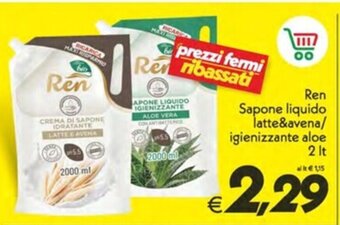 Iper Super Conveniente Ren Sapone liquido latte&avena/ igienizzante aloe 2 It offerta