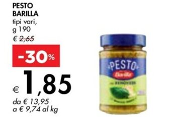 Bennet PESTO BARILLA tipi vari, g 190 offerta