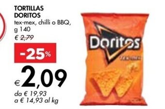 TORTILLAS DORITOS tex-mex, chilli o BBQ, g 140