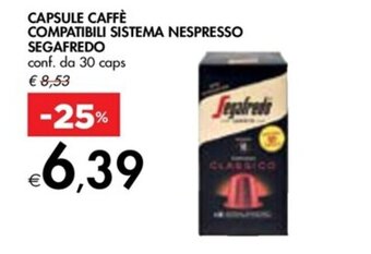 Bennet CAPSULE CAFFÈ COMPATIBILI SISTEMA NESPRESSO SEGAFREDO conf. da 30 caps offerta