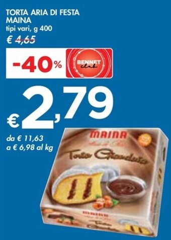 Bennet TORTA ARIA DI FESTA MAINA tipi vari, g 400 offerta