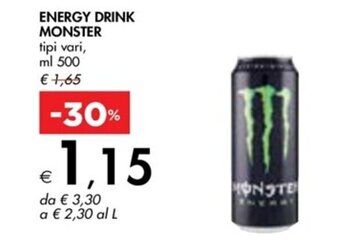 Bennet ENERGY DRINK MONSTER tipi vari, ml 500 offerta
