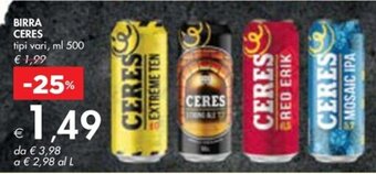 Bennet BIRRA CERES tipi vari, ml 500 offerta