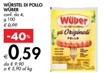 Bennet WÜRSTEL DI POLLO WÜBER conf. da 4, g 100 offerta