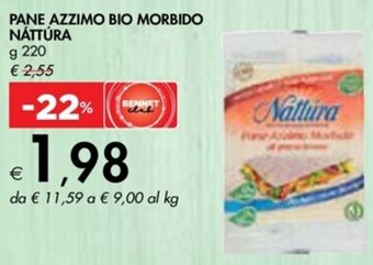 Bennet PANE AZZIMO BIO MORBIDO NÁTTÚRA g 220 offerta
