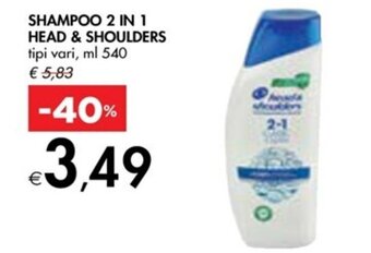 Bennet SHAMPOO 2 IN 1 HEAD & SHOULDERS tipi vari, ml 540 offerta