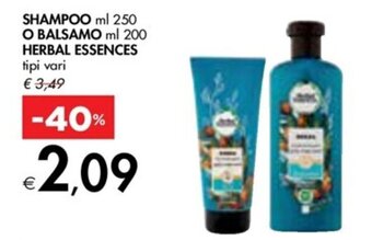 Bennet SHAMPOO ml 250 O BALSAMO ml 200 HERBAL ESSENCES tipi vari offerta
