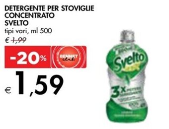 Bennet DETERGENTE PER STOVIGLIE CONCENTRATO SVELTO tipi vari, ml 500 offerta