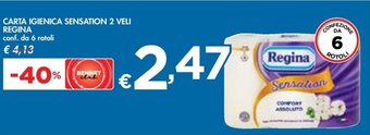Bennet CARTA IGIENICA SENSATION 2 VELI REGINA conf. da 6 rotoli offerta