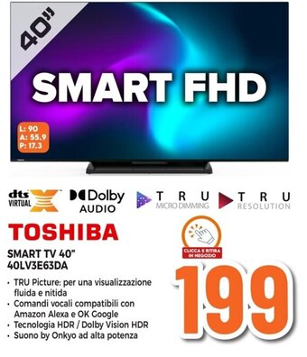 Expert TOSHIBA SMART TV 40" 40LV3E63DA offerta