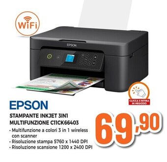 Expert EPSON STAMPANTE INKJET 3IN1 MULTIFUNZIONE C11CK66403 offerta