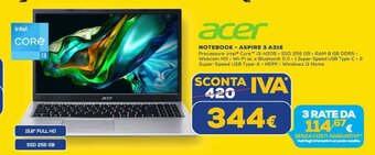 Euronics acer NOTEBOOK - ASPIRE 3 A315 offerta
