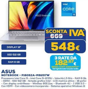 Euronics ASUS NOTEBOOK - F1605ZA-MB207W offerta