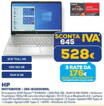 Euronics HP NOTEBOOK -15S-EQ2008NL offerta